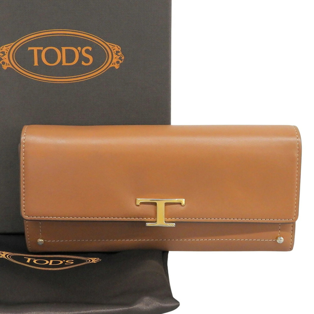 Tod's T-Timeless Long Wallet, Leather, Camel Brown